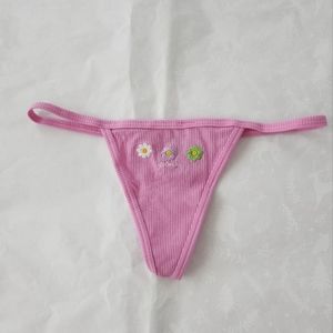 💕🔥NWT PINK Victoria's Secret V-string panties Ribbed cotton pink flowers